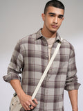 Highlander Men Grey Checked Relaxed Fit Casual Shirt - Grey - Image 1