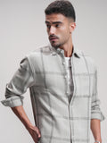Highlander Men Grey Checked Relaxed Fit Casual Shirt - Grey - Image 1