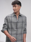 Highlander Men Grey Checked Relaxed Fit Casual Shirt - Grey - Image 1