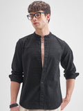 Highlander Men Black Self Design Slim Fit Casual Shirt - Black - Image 1