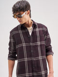 Highlander Men Maroon Checked Relaxed Fit Casual Shirt - Maroon - Image 1