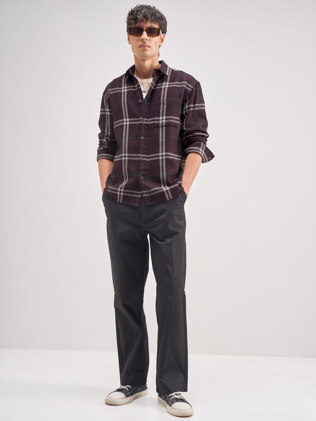 Highlander Men Maroon Checked Relaxed Fit Casual Shirt - Maroon - Image 2