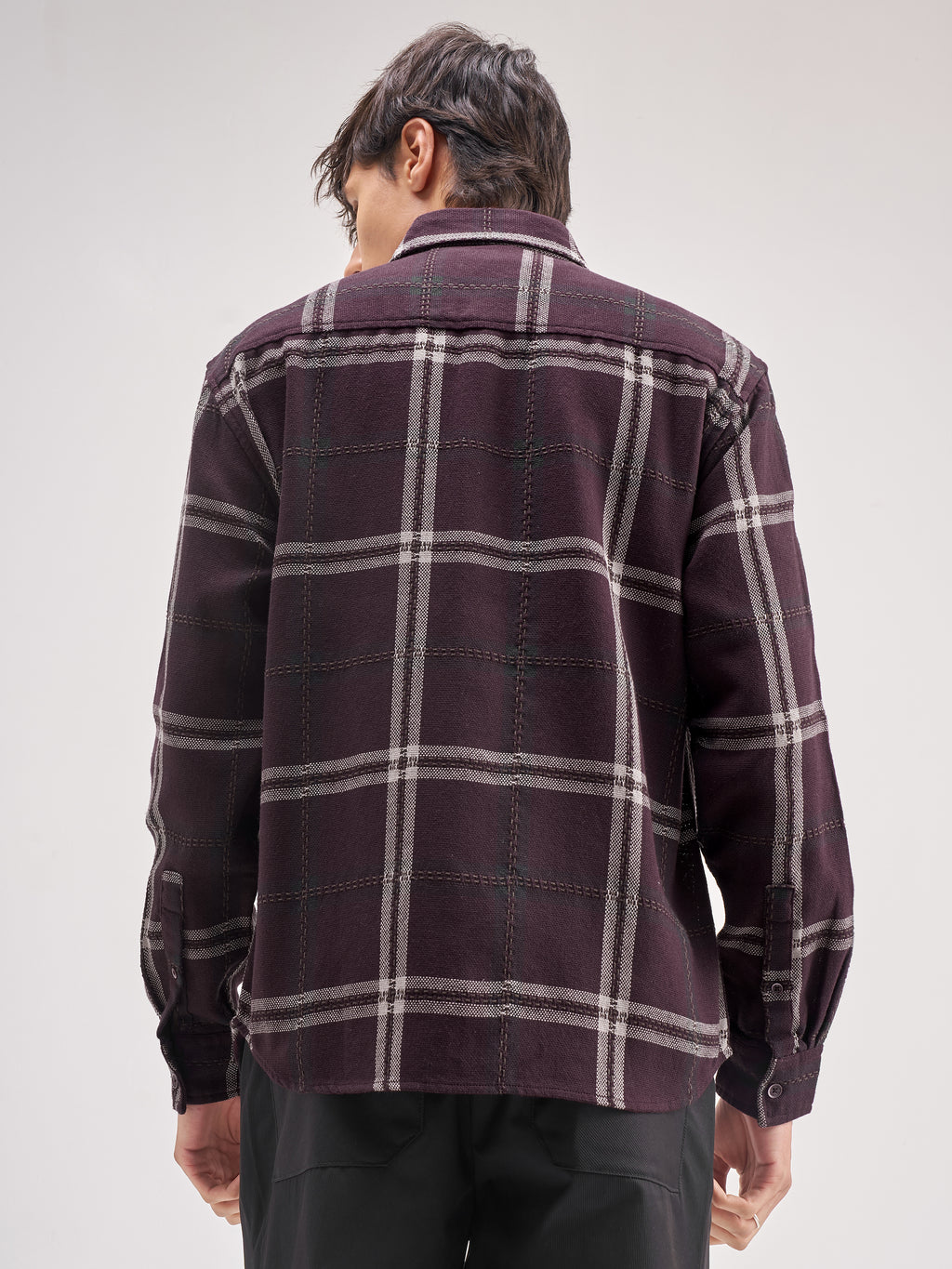 Highlander Men Maroon Checked Relaxed Fit Casual Shirt - Maroon - Image 3