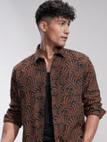 Highlander Men Rust Printed Relaxed Fit Casual Shirt - Rust - Image 1
