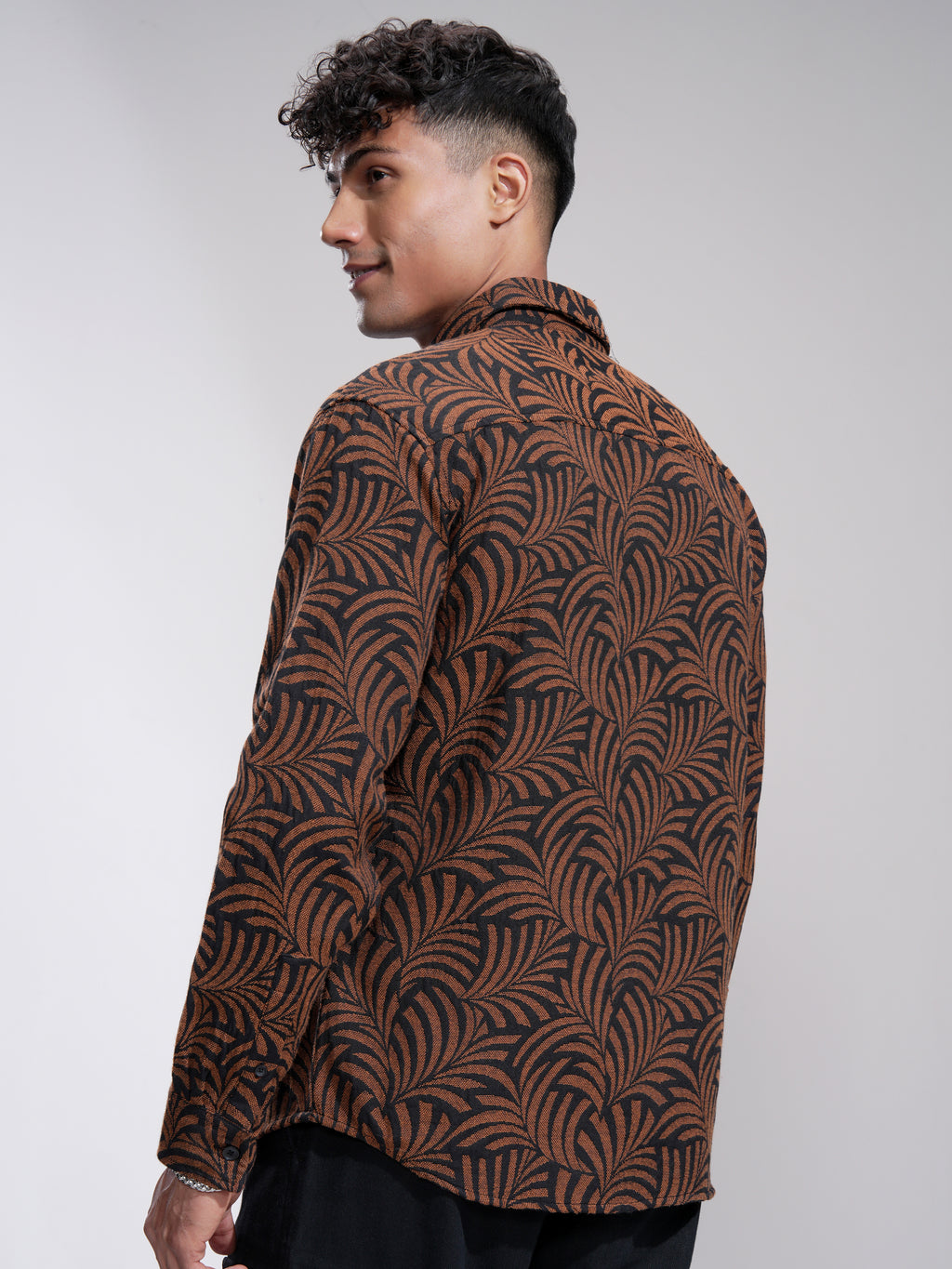 Highlander Men Rust Printed Relaxed Fit Casual Shirt - Rust - Image 3