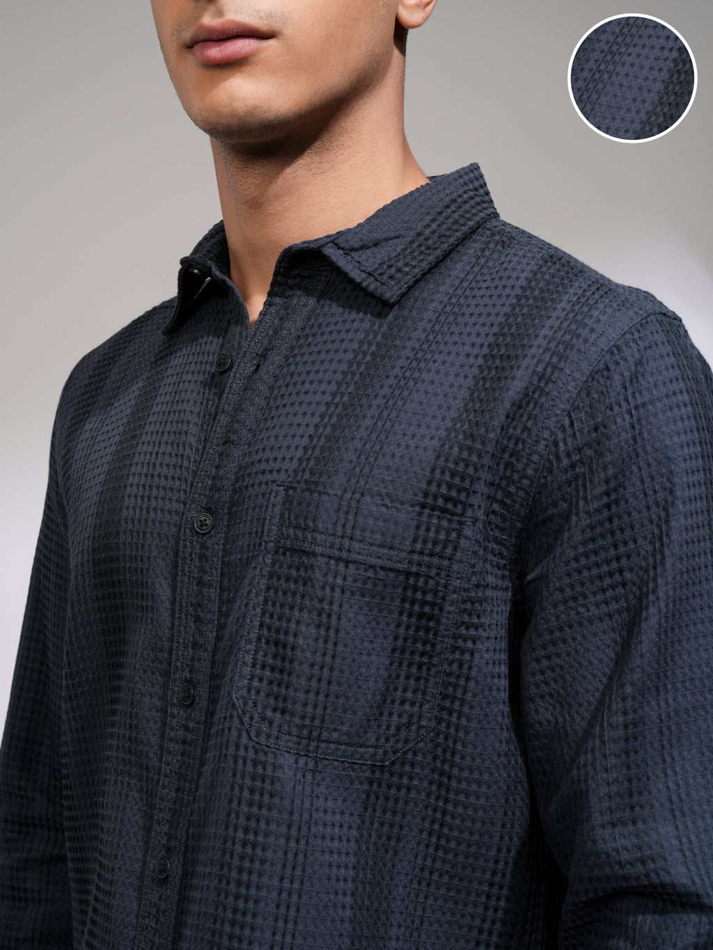 Highlander Men Navy Blue Striped Slim Fit Casual Shirt - Navy Blue - Image 5