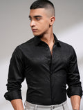 Highlander Men Black Embroidered Slim Fit Casual Shirt - Black - Image 1