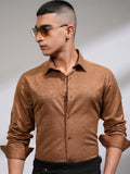 Highlander Men Rust Self Design Slim Fit Casual Shirt - Rust - Image 1