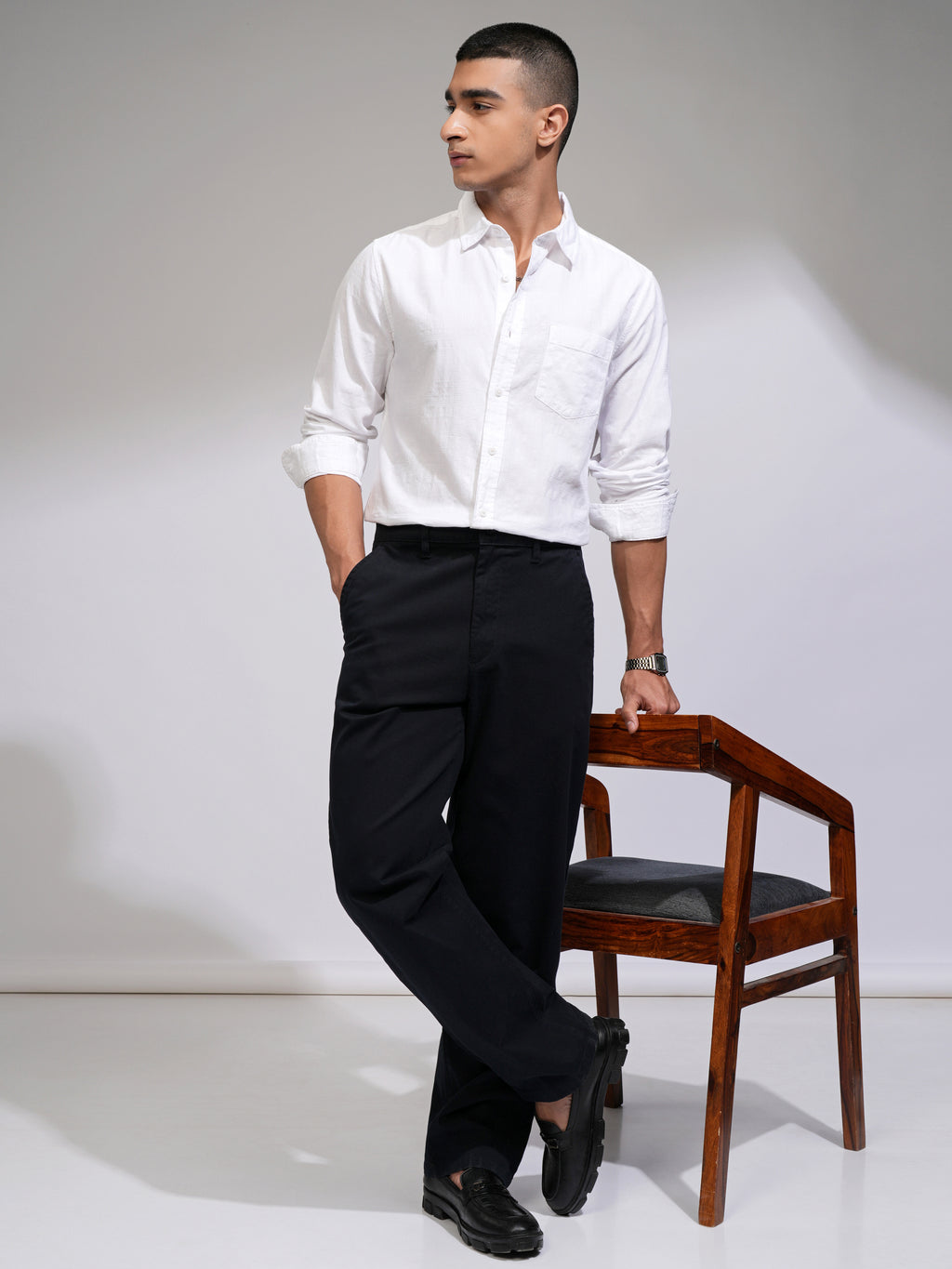 Highlander Men White Checked Slim Fit Casual Shirt - White - Image 2