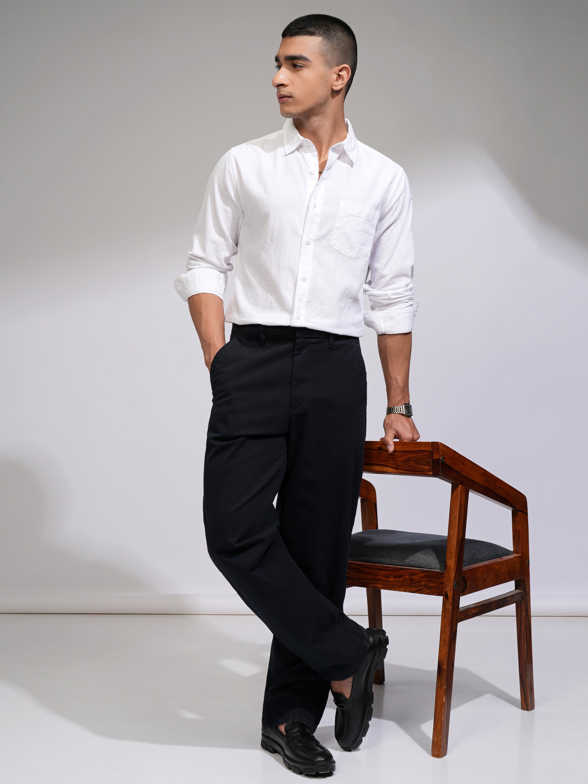 Highlander Men White Checked Slim Fit Casual Shirt - White - Image 2