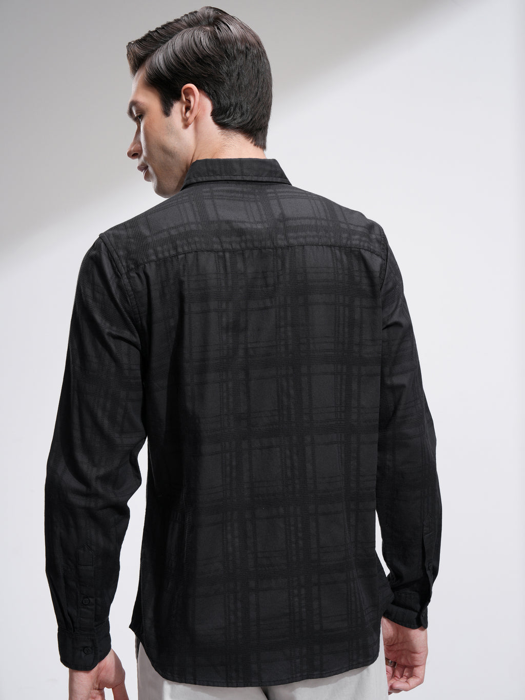 Highlander Men Black Checked Slim Fit Casual Shirt - Black - Image 3