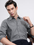 Highlander Men Grey Checked Slim Fit Casual Shirt - Grey - Image 1