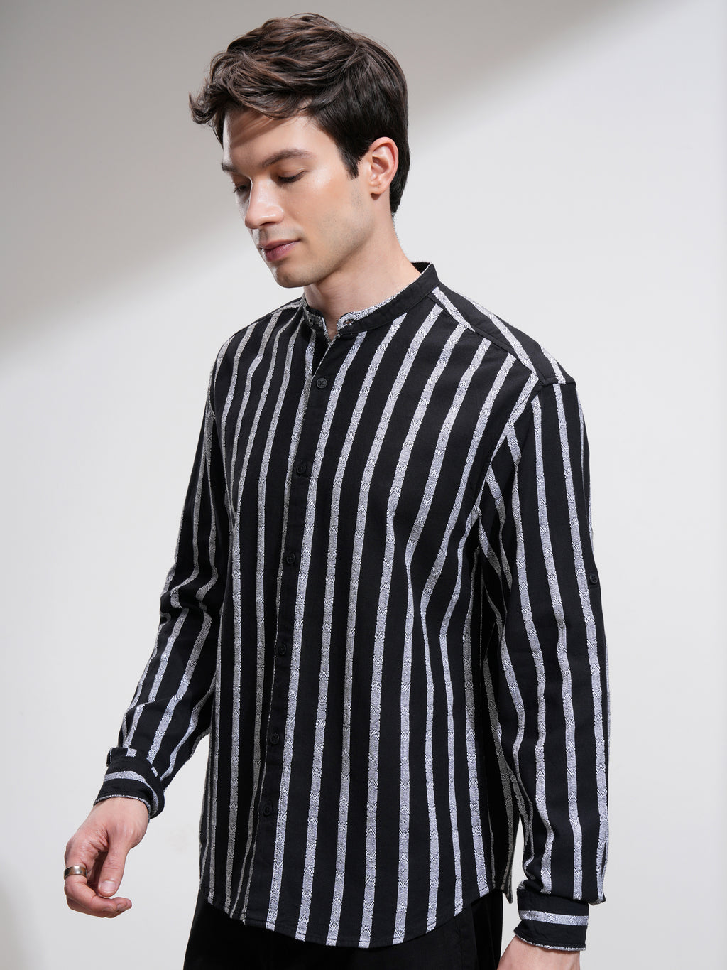 Highlander Men Black Striped Relaxed Fit Casual Shirt - Black - Image 4