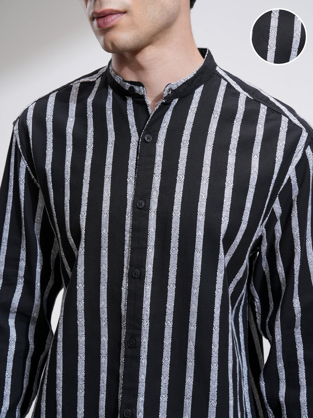 Highlander Men Black Striped Relaxed Fit Casual Shirt - Black - Image 5