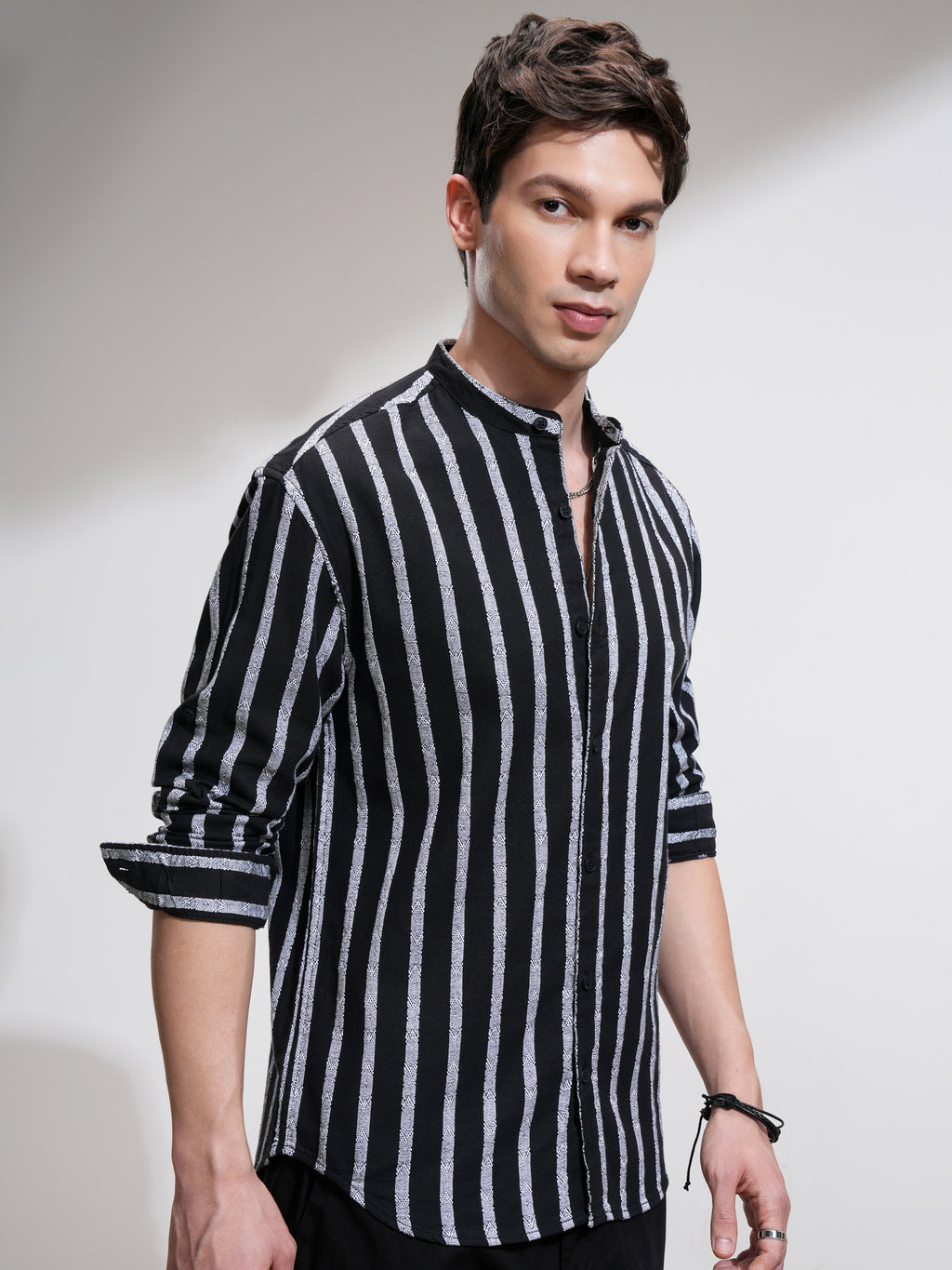 Highlander Men Black Striped Relaxed Fit Casual Shirt - Black - Image 6