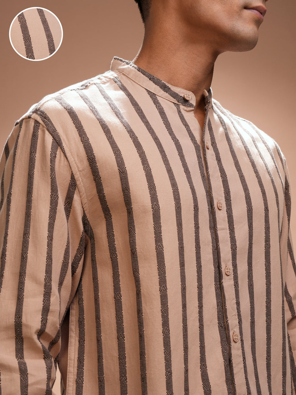 Highlander Men Orange Striped Relaxed Fit Casual Shirt - Orange - Image 5