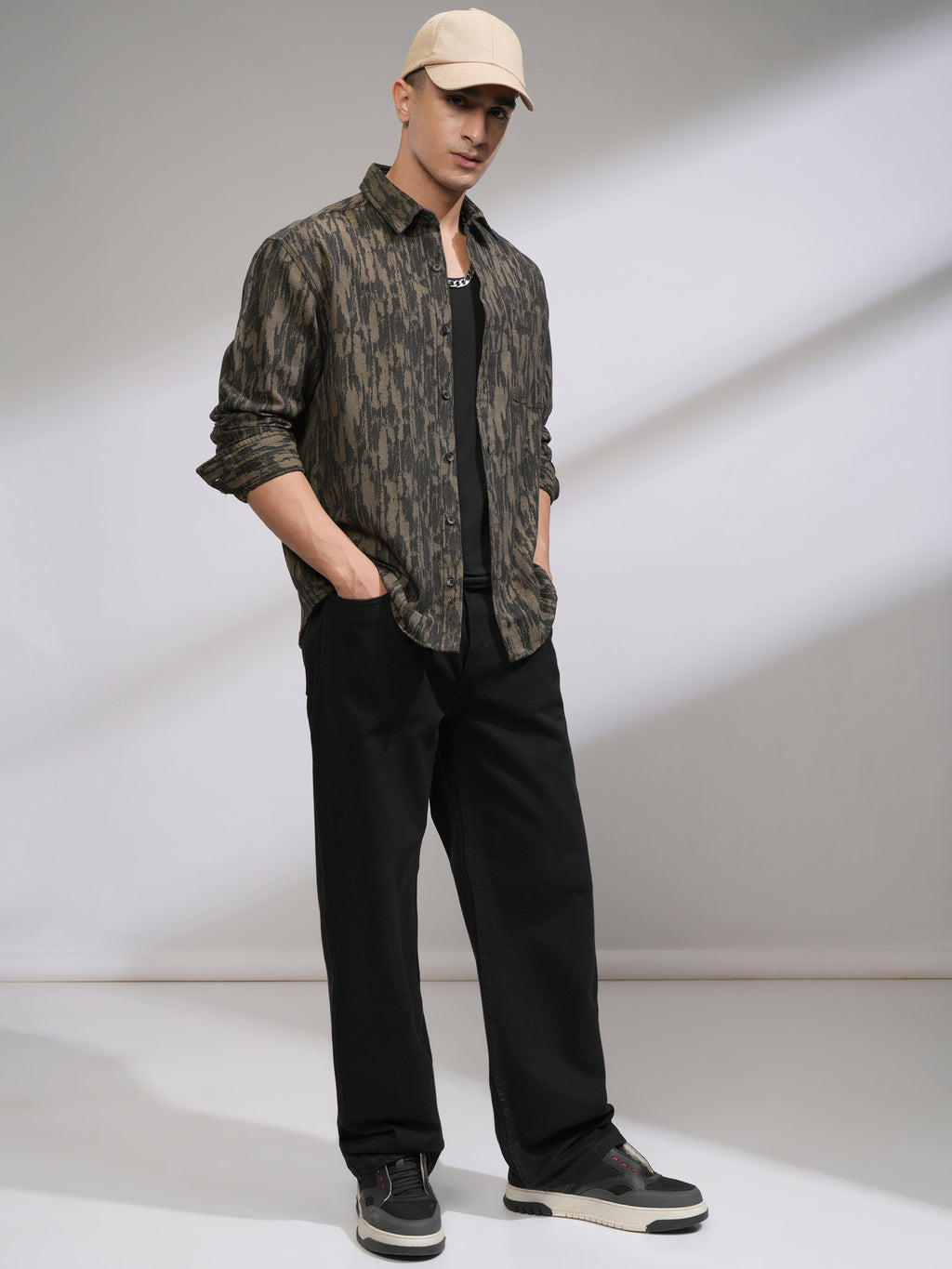 Highlander Men Khaki Printed Relaxed Fit Casual Shirt - Khaki - Image 2