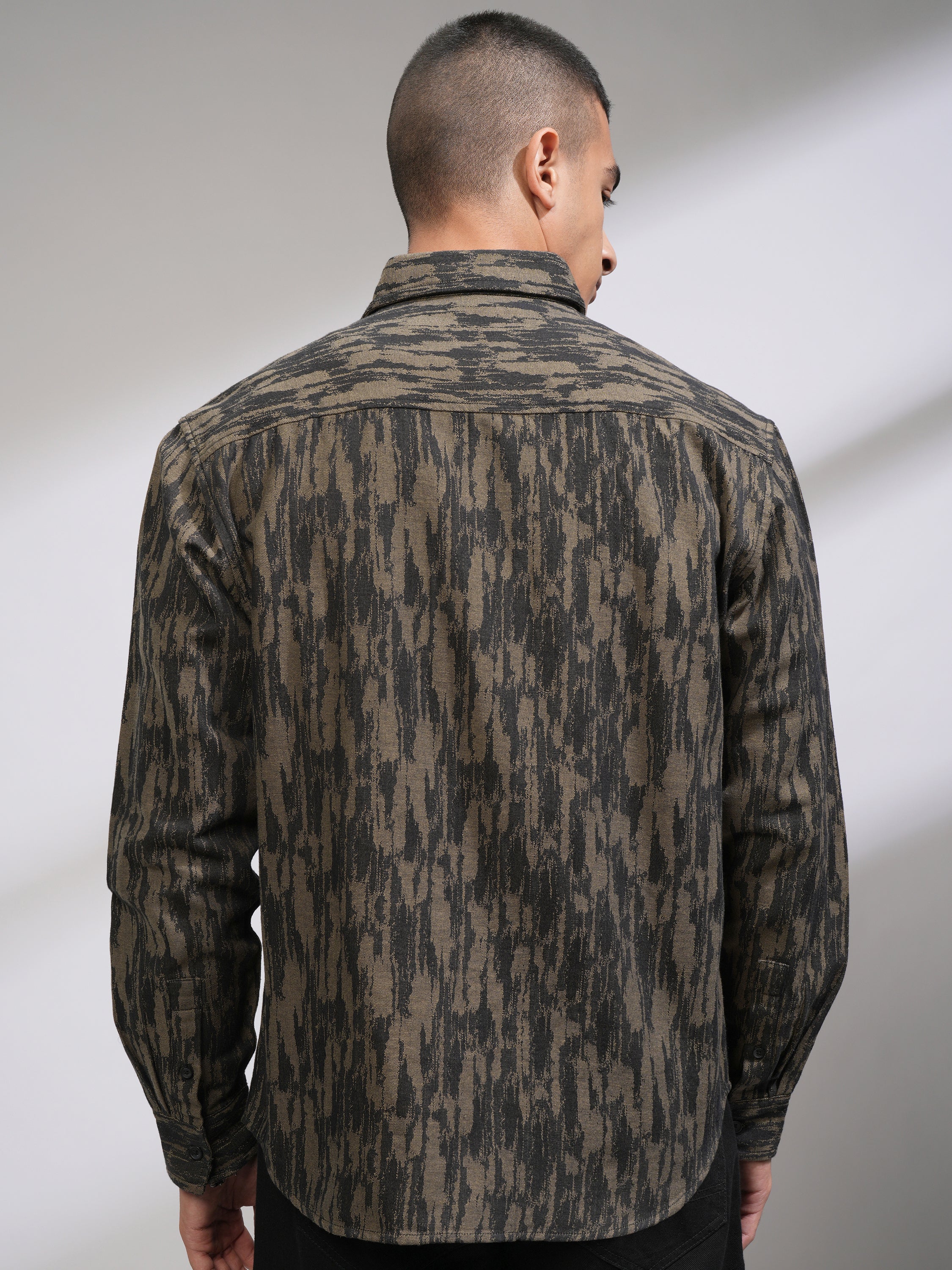 Highlander Men Khaki Printed Relaxed Fit Casual Shirt - Khaki - Image 3