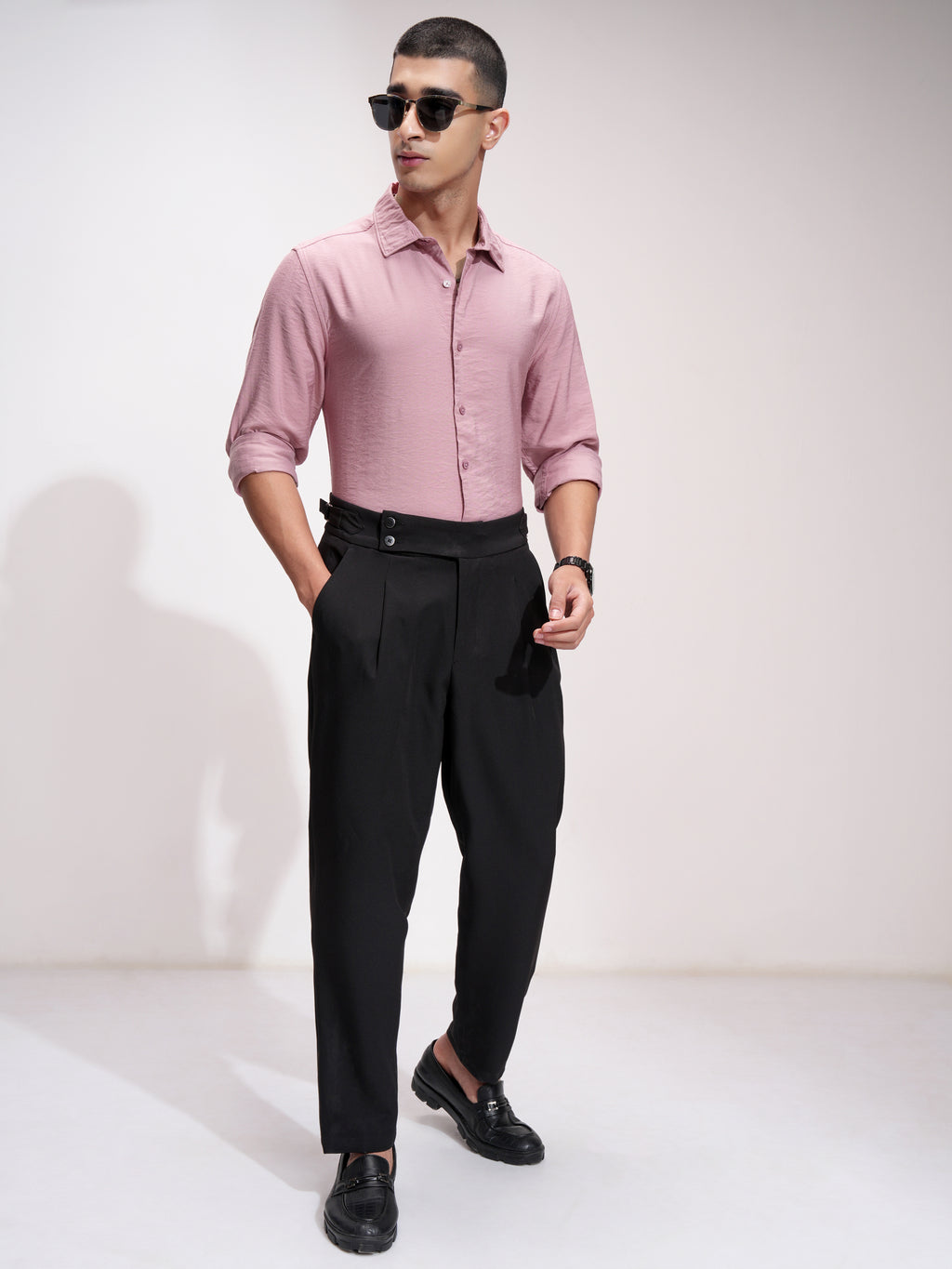 Highlander Men Pink Self Design Slim Fit Casual Shirt - Pink - Image 2