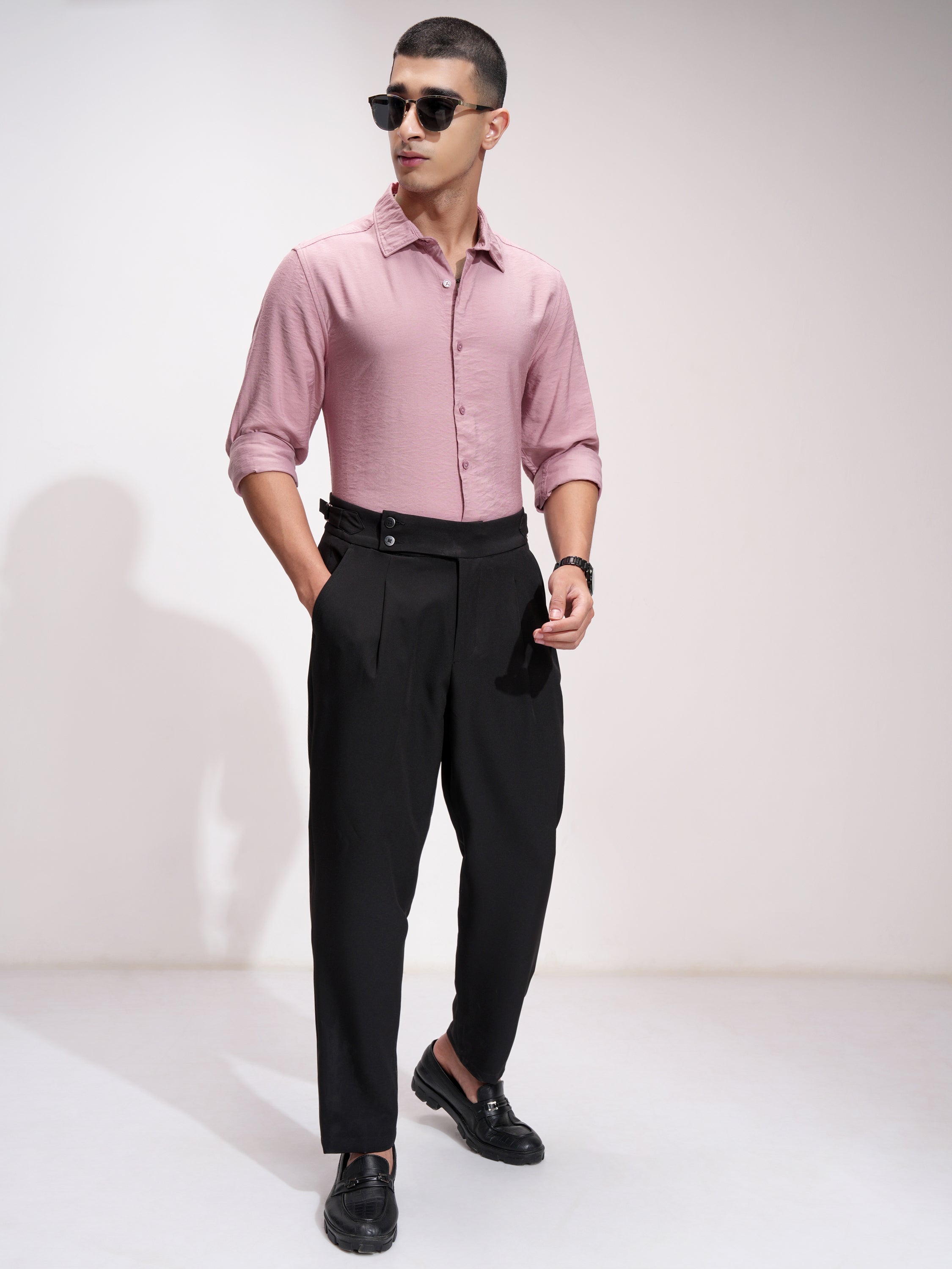 Highlander Men Pink Self Design Slim Fit Casual Shirt - Pink - Image 2