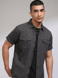 Highlander Men Grey Solid Slim Fit Casual Shirt - Grey - Image 1