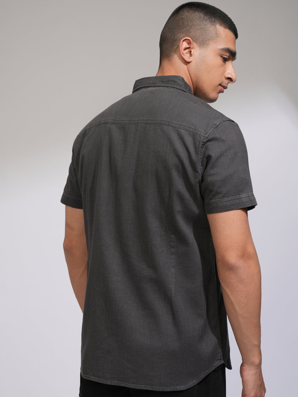 Highlander Men Grey Solid Slim Fit Casual Shirt - Grey - Image 3