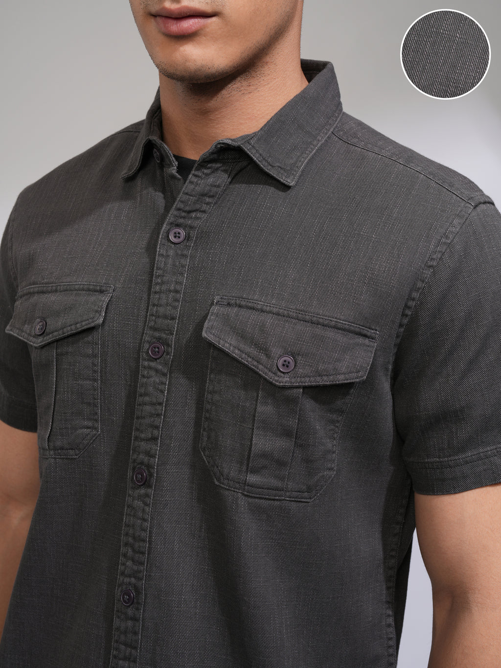 Highlander Men Grey Solid Slim Fit Casual Shirt - Grey - Image 5