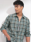 Highlander Men Green Checked Slim Fit Casual Shirt - Green - Image 1
