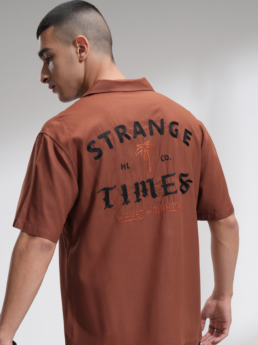 Highlander Men Rust Printed Relaxed Fit Casual Shirt - Rust - Image 1