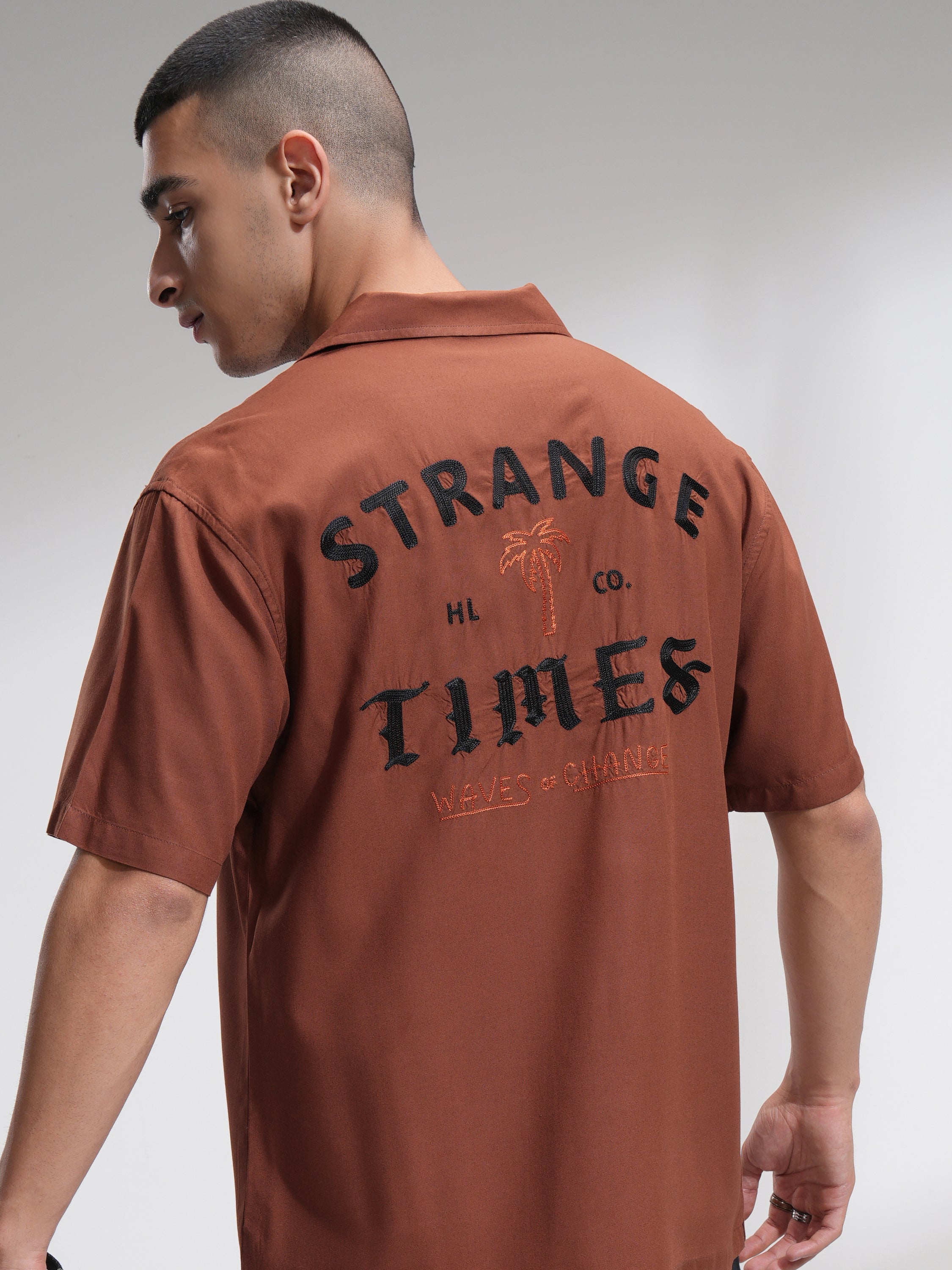 Highlander Men Rust Printed Relaxed Fit Casual Shirt - Rust - Image 1