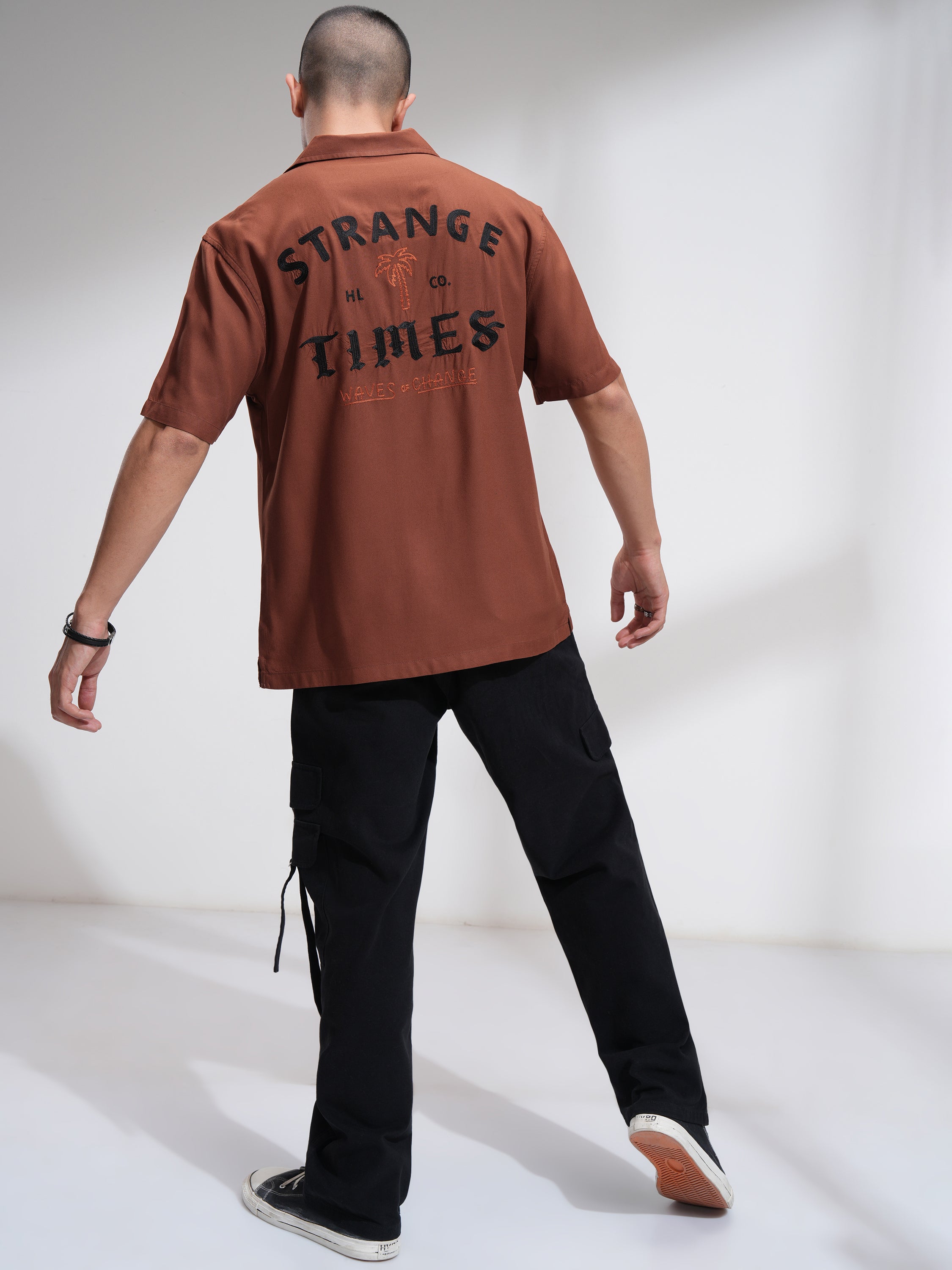 Highlander Men Rust Printed Relaxed Fit Casual Shirt - Rust - Image 2