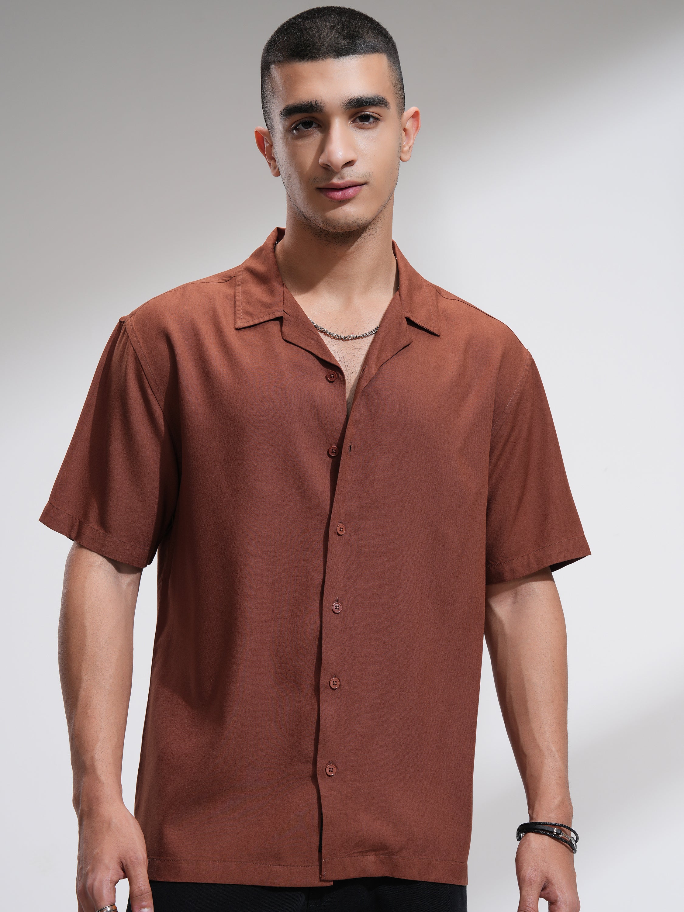 Highlander Men Rust Printed Relaxed Fit Casual Shirt - Rust - Image 3