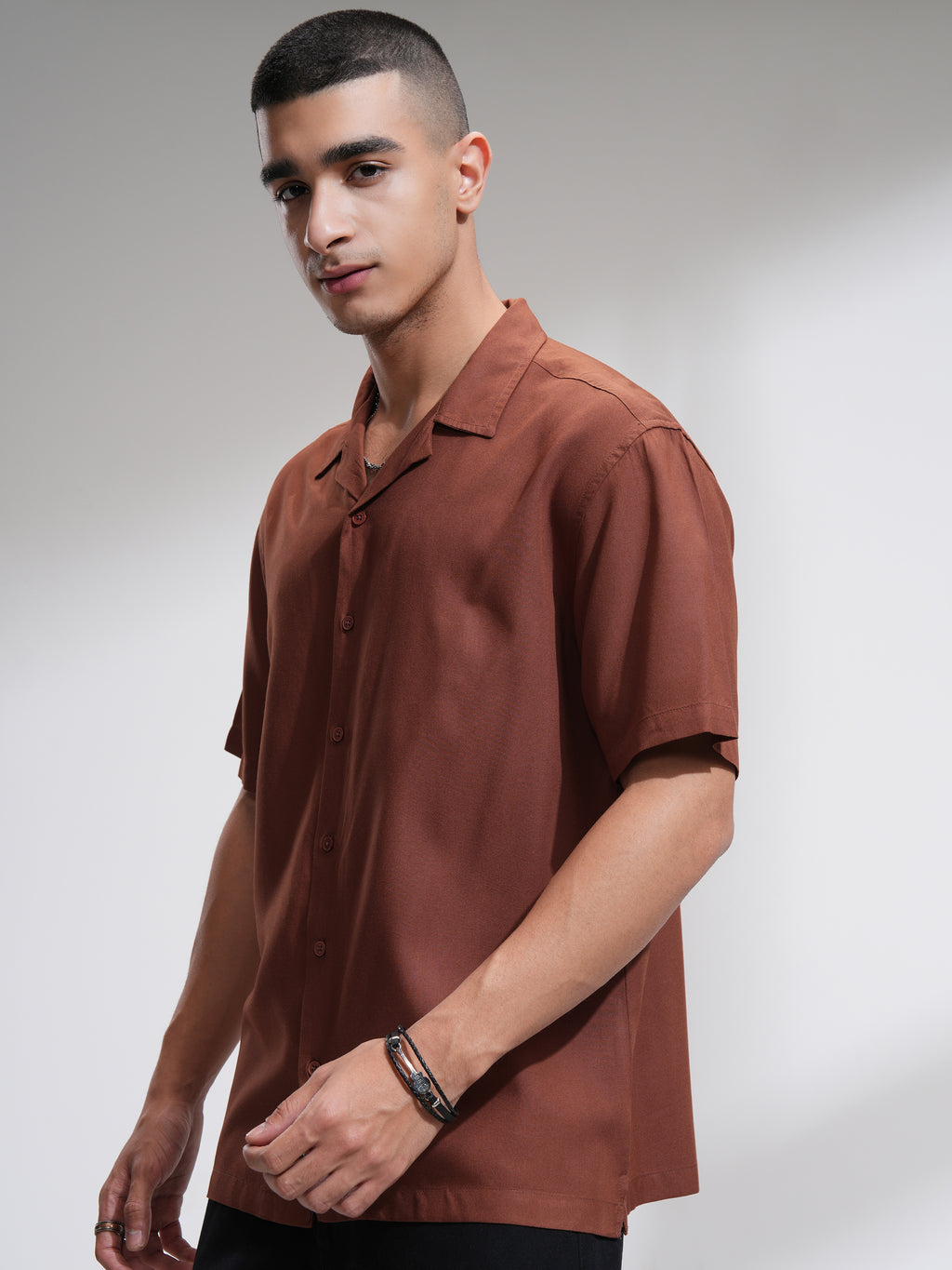 Highlander Men Rust Printed Relaxed Fit Casual Shirt - Rust - Image 4