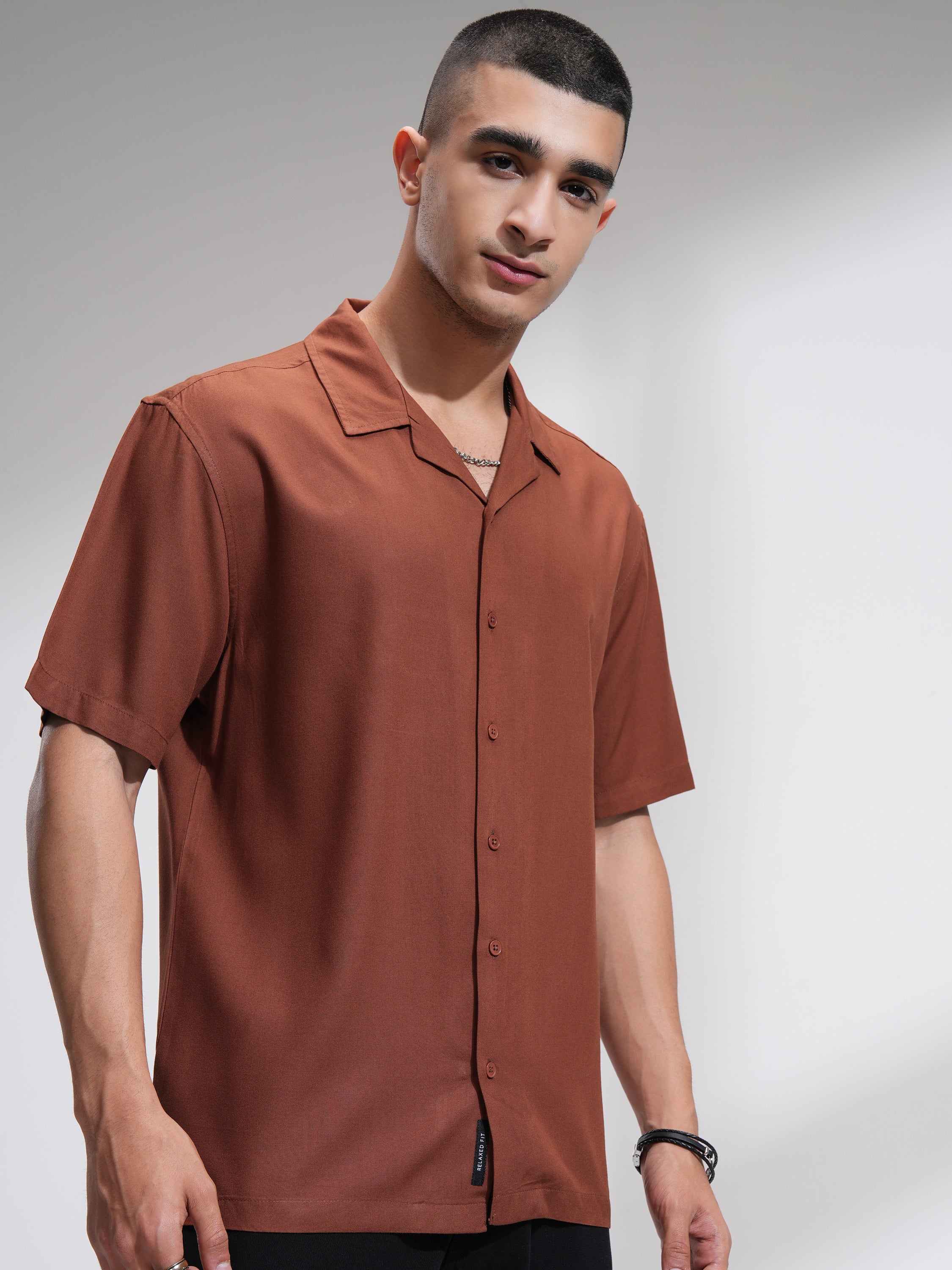 Highlander Men Rust Printed Relaxed Fit Casual Shirt - Rust - Image 6