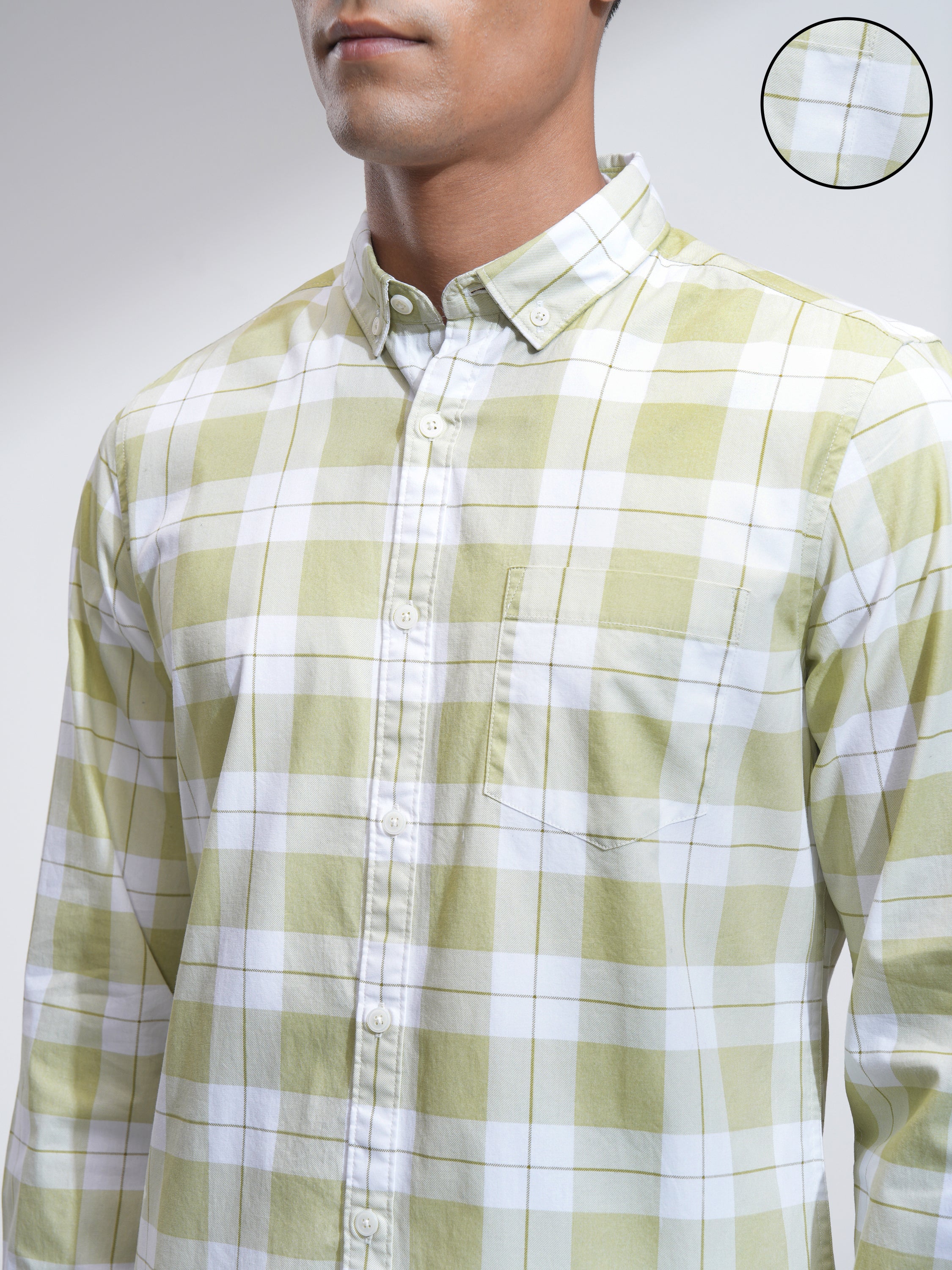 Highlander Men White Checked Slim Fit Casual Shirt - White - Image 5