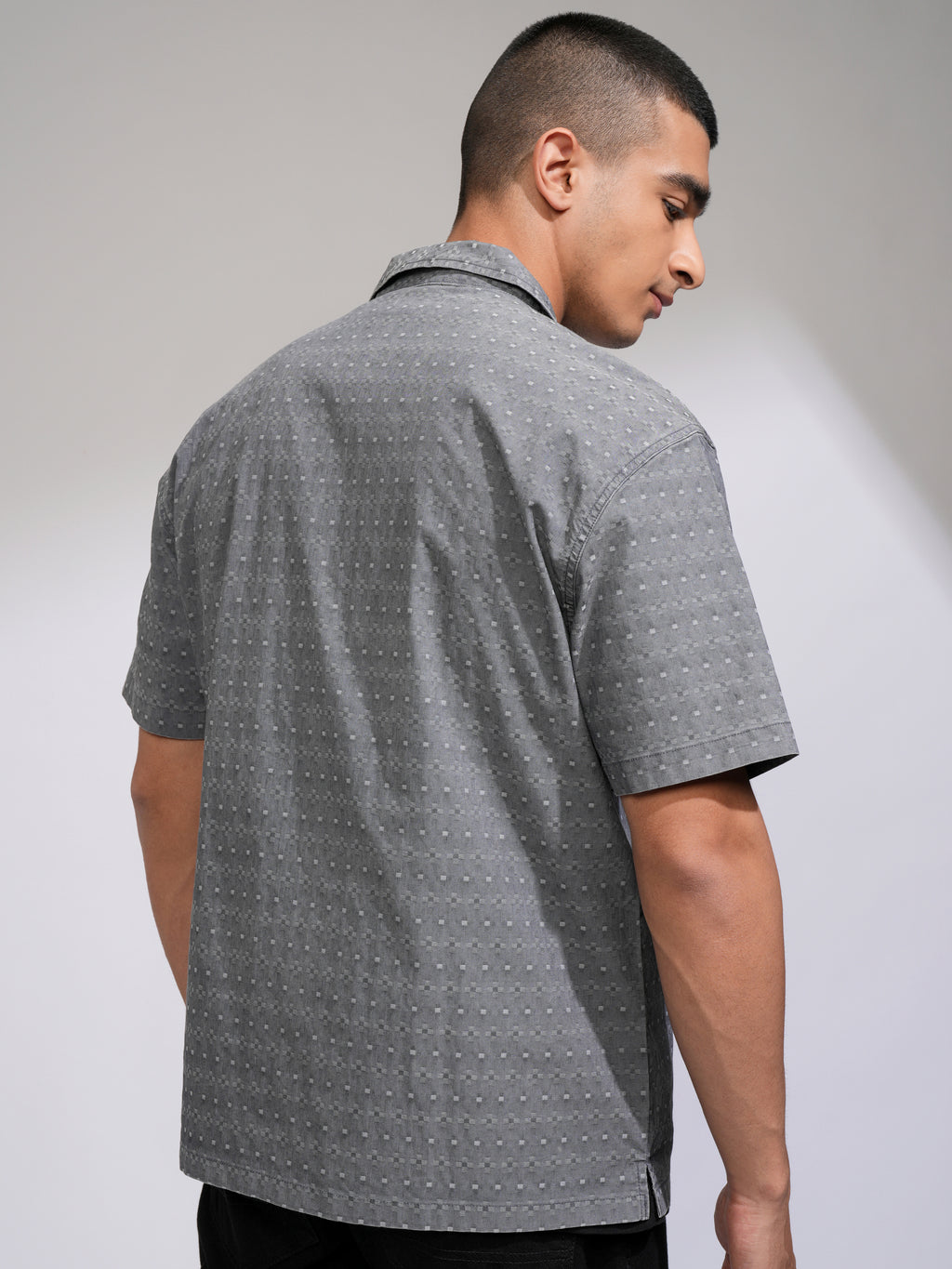Highlander Men Blue Textured Relaxed Fit Casual Shirt - Blue - Image 3