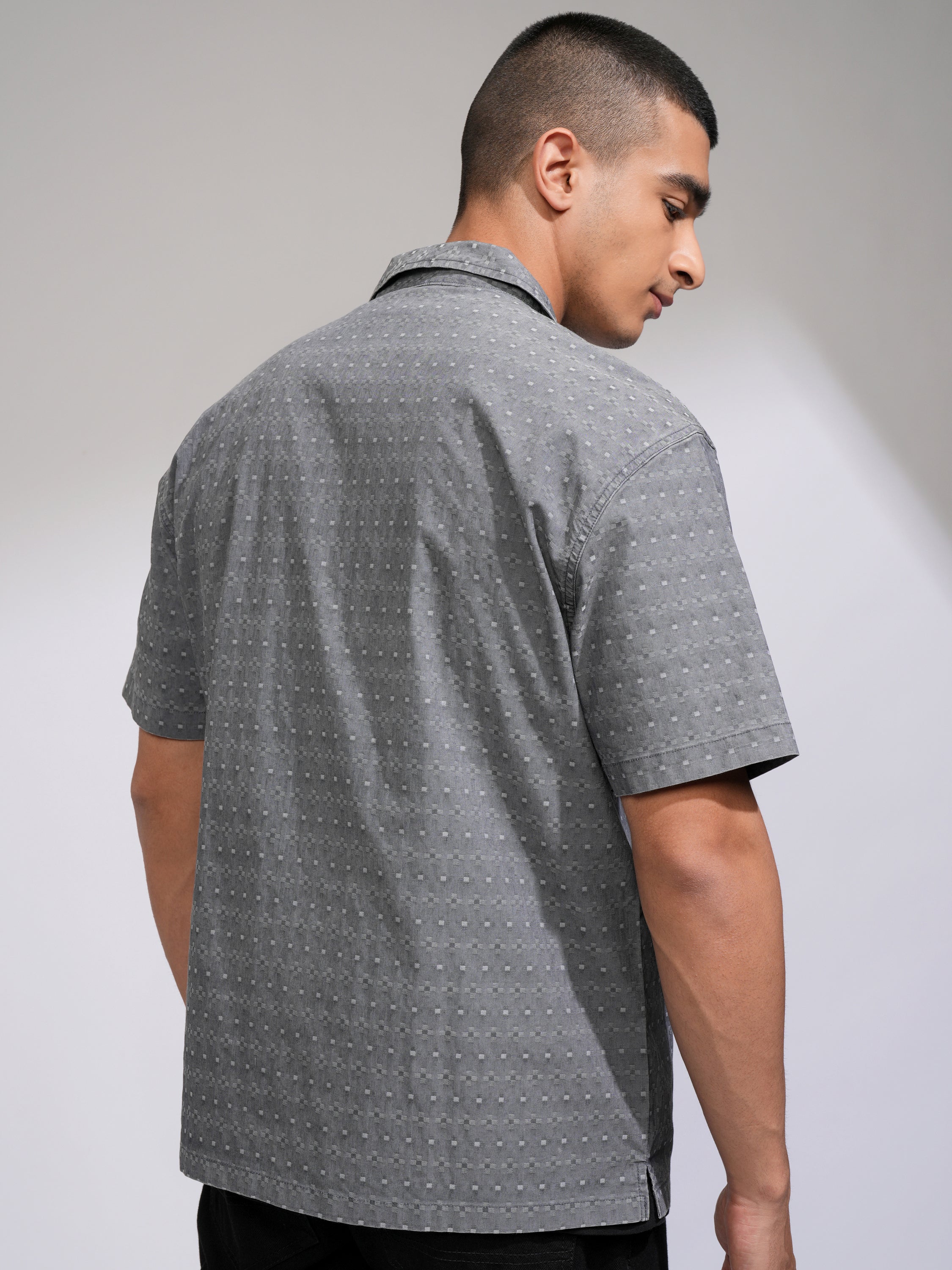 Highlander Men Blue Textured Relaxed Fit Casual Shirt - Blue - Image 3