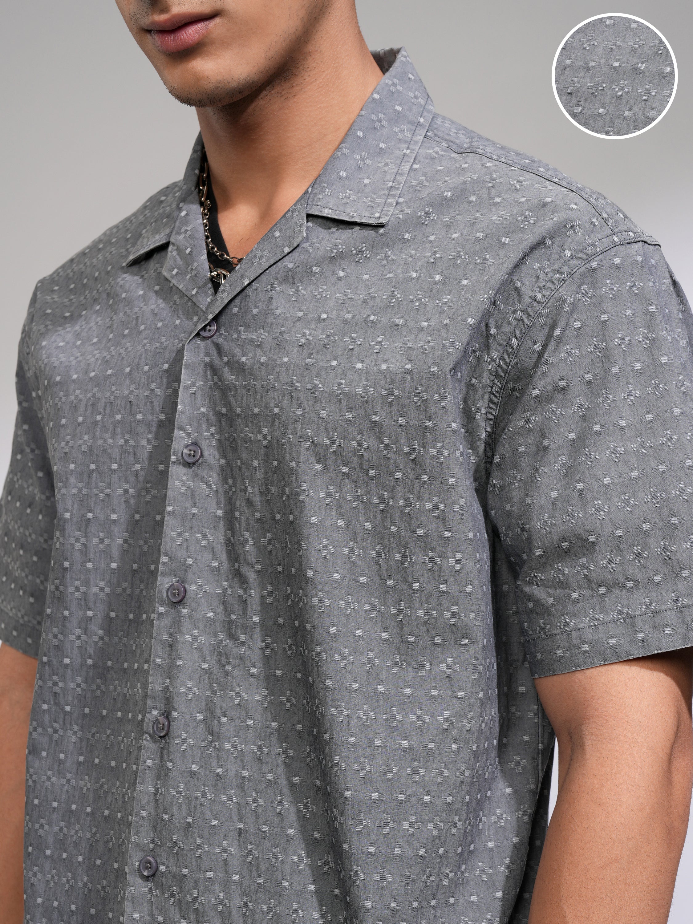 Highlander Men Blue Textured Relaxed Fit Casual Shirt - Blue - Image 5