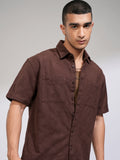 Highlander Men Brown Self Design Relaxed Fit Casual Shirt - Brown - Image 1