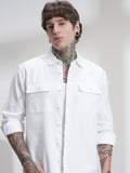 Highlander Men White Self Design Relaxed Fit Casual Shirt - White - Image 1