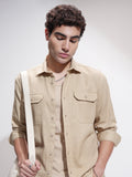 Highlander Men Beige Self Design Relaxed Fit Casual Shirt - Beige - Image 1