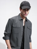 Highlander Men Grey Self Design Relaxed Fit Casual Shirt - Grey - Image 1