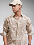 Highlander Men Beige Printed Relaxed Fit Casual Shirt - Beige - Image 1