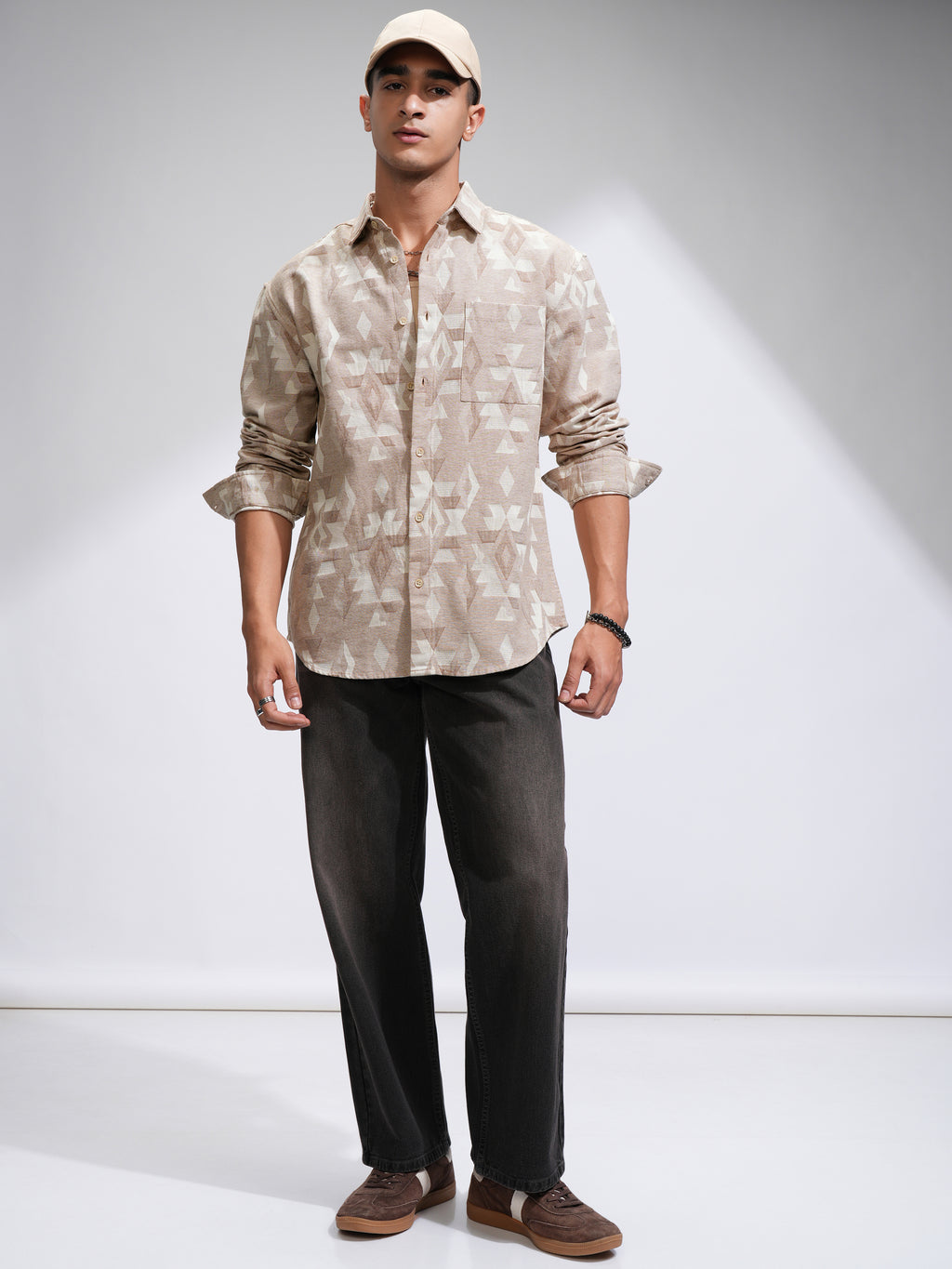 Highlander Men Beige Printed Relaxed Fit Casual Shirt - Beige - Image 2