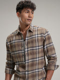 Highlander Men Beige Checked Relaxed Fit Casual Shirt - Beige - Image 1