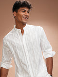 Highlander Men White Self Design Relaxed Fit Casual Shirt - White - Image 1