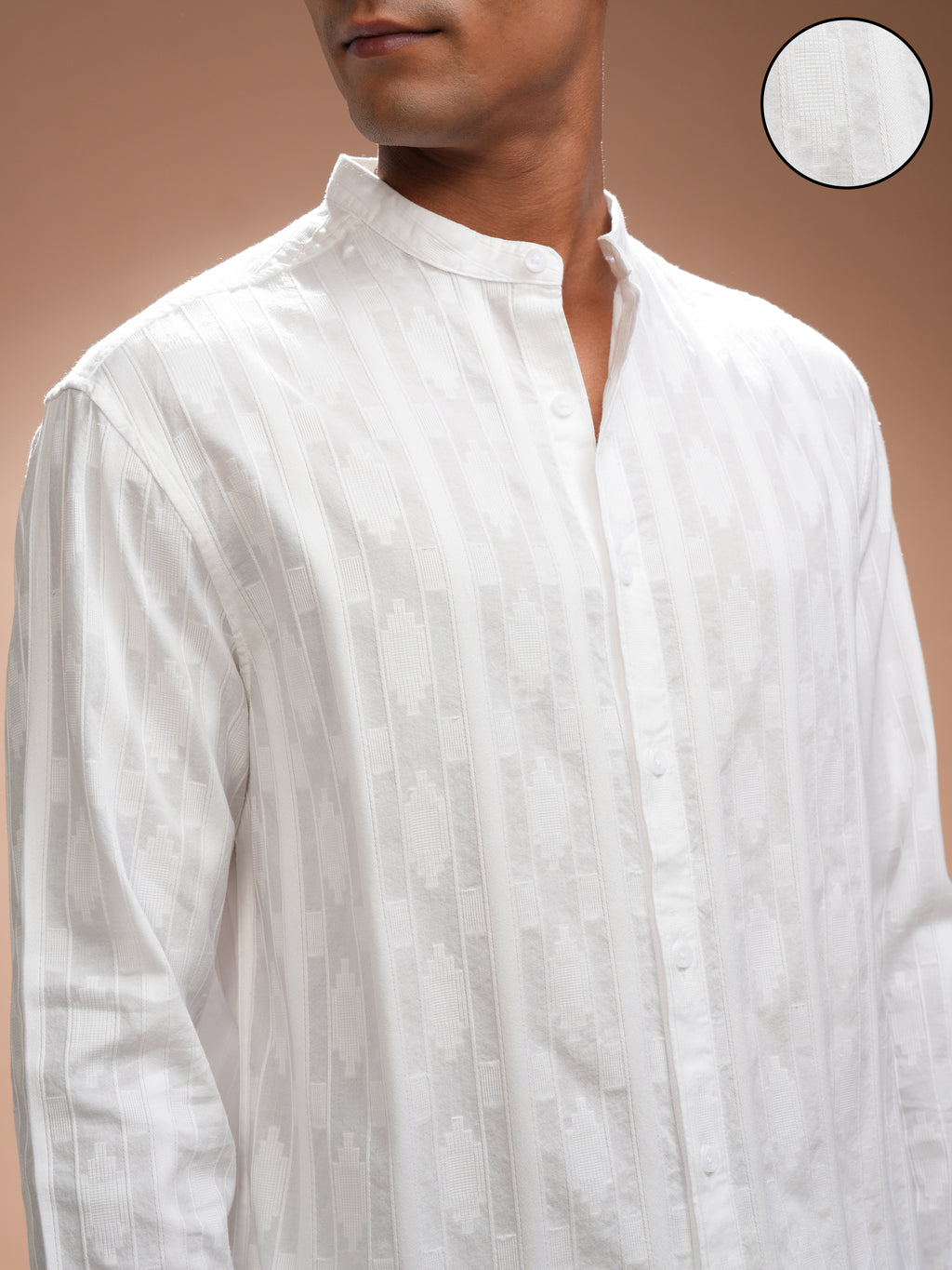 Highlander Men White Self Design Relaxed Fit Casual Shirt - White - Image 5