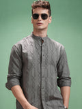 Highlander Men Grey Embroidered Relaxed Fit Casual Shirt - Grey - Image 1