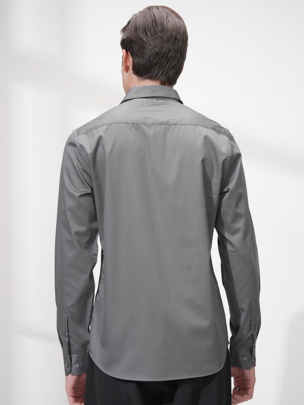 Highlander Men Grey Self Design Slim Fit Casual Shirt - Grey - Image 3