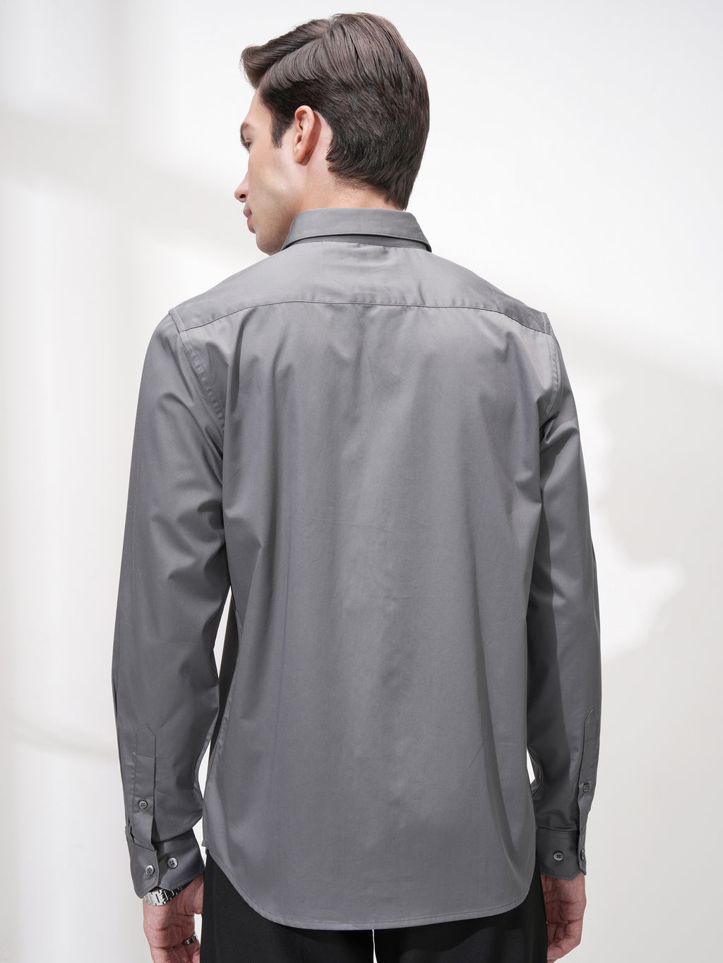 Highlander Men Grey Self Design Slim Fit Casual Shirt - Grey - Image 3